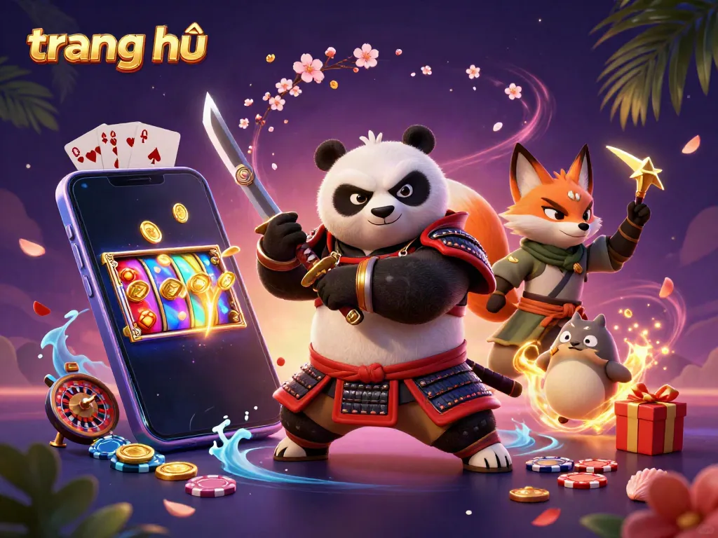 Experience the thrill of gambling with our immersive trang chủ illustration featuring spirited characters and vibrant casino elements.
