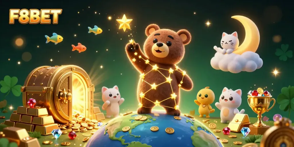 Engage in thrilling gaming adventures at F8BET with dynamic slots, sparkling treasures, and lively characters.