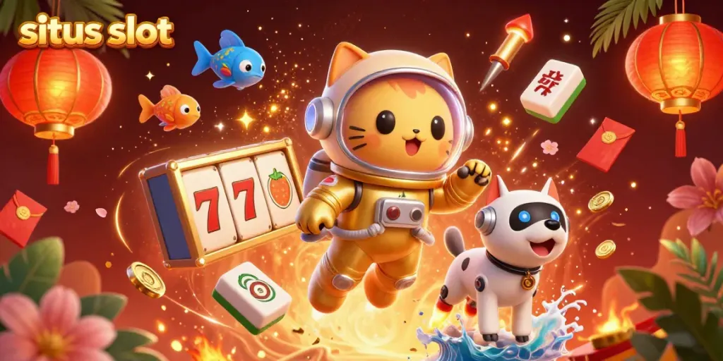 Play thrilling games at situs slot with animated space characters and vibrant casino elements.