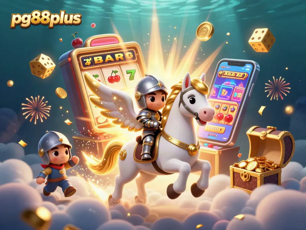 Experience the excitement at pg88plus with a jackpot symbol explosion in a colorful casino scene.