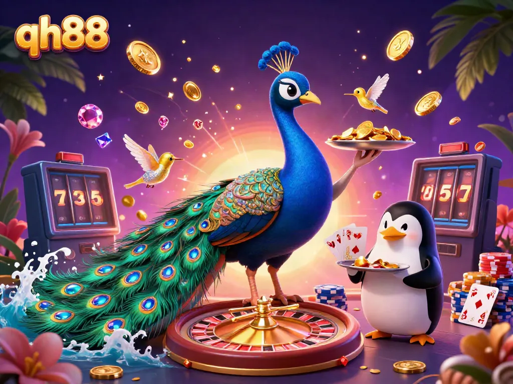 Experience thrilling gameplay with QH88, featuring vibrant casino characters and dynamic elements from the gaming world.