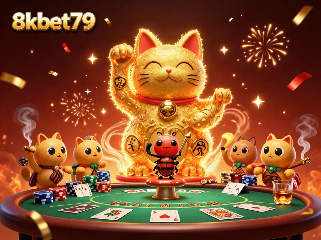 Experience exciting gameplay at 8xbet79 with dynamic visuals of lucky symbols and poker elements.