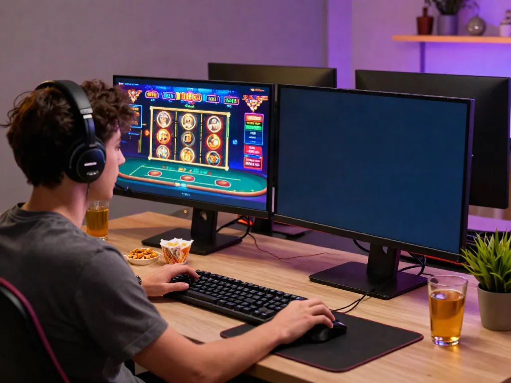 Engaging DA88 user enjoying online gaming experience at modern setup
