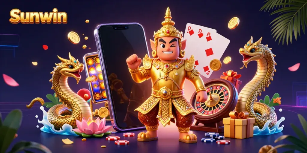Experience thrilling gameplay with Sunwin, featuring vibrant casino elements and dynamic characters.