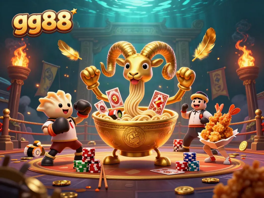 Experience the thrilling world of gg88 with a vibrant 3D casino scene featuring unique character interactions.