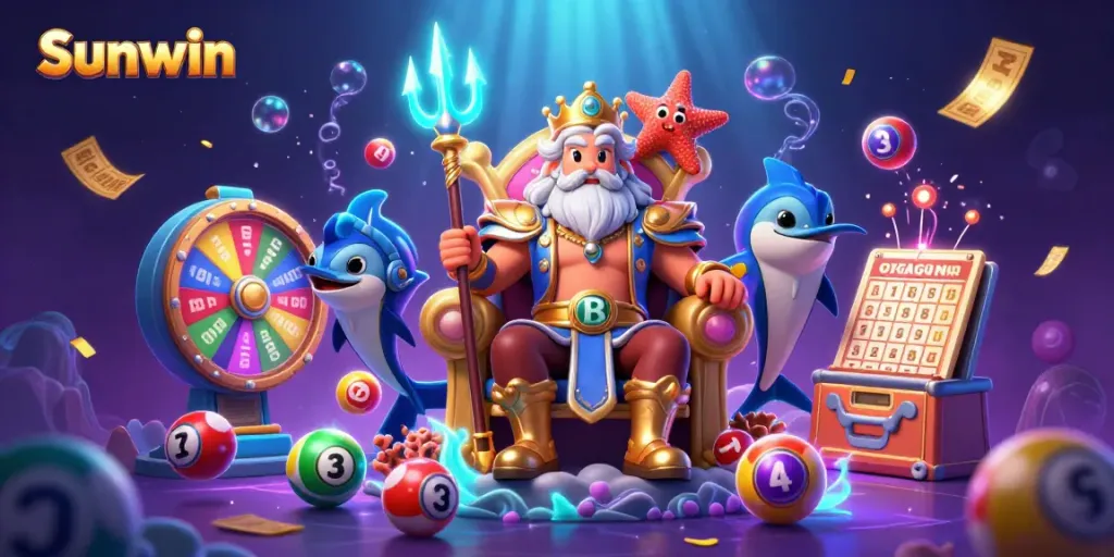 Experience the excitement of Sunwin with Neptune and vibrant gaming elements in a lively underwater setting.