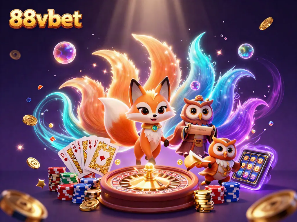 Engaging 88vbet casino scene showcasing vibrant characters and dynamic game elements in an exciting atmosphere.