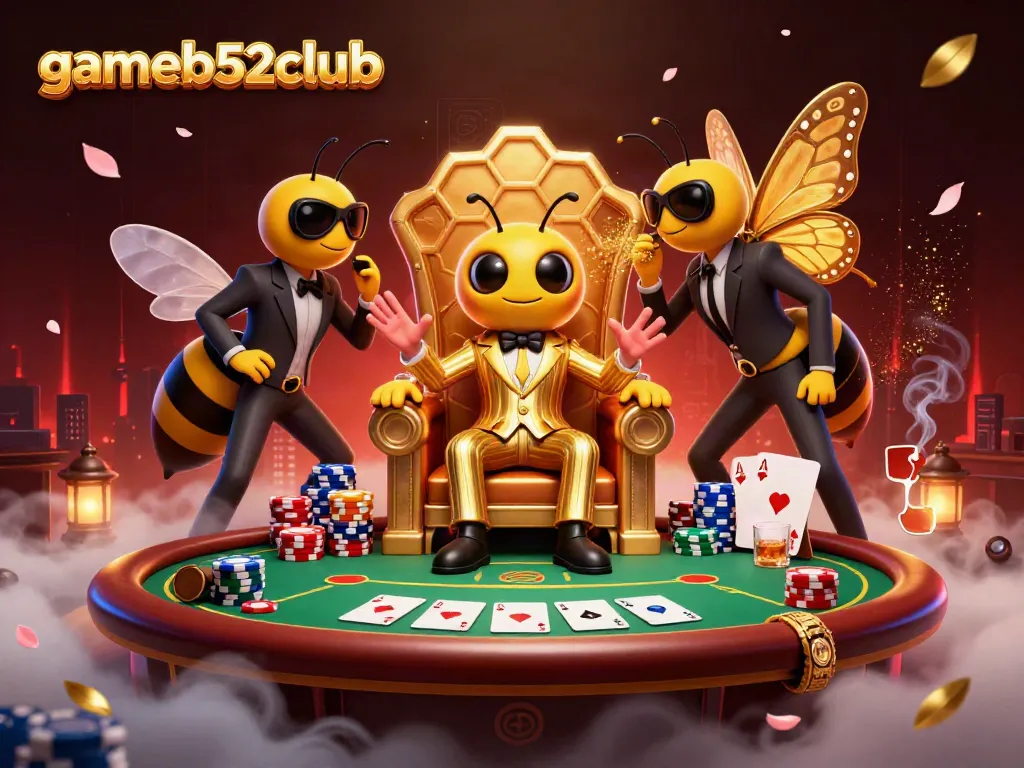 Engage with gameb52club in a vibrant, ultra-detailed 3D illustration featuring a themed casino scene.