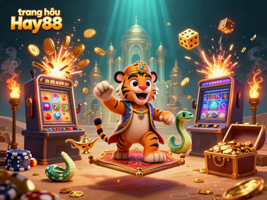 Experience thrilling wins at trang chủ Hay88 with vibrant illustrations of casino excitement and jackpots.