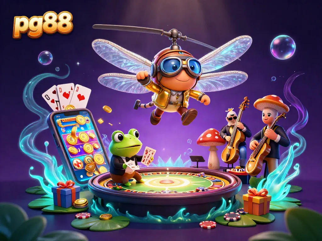 Experience thrilling games and vibrant entertainment at pg88's dynamic casino world featuring lively characters.