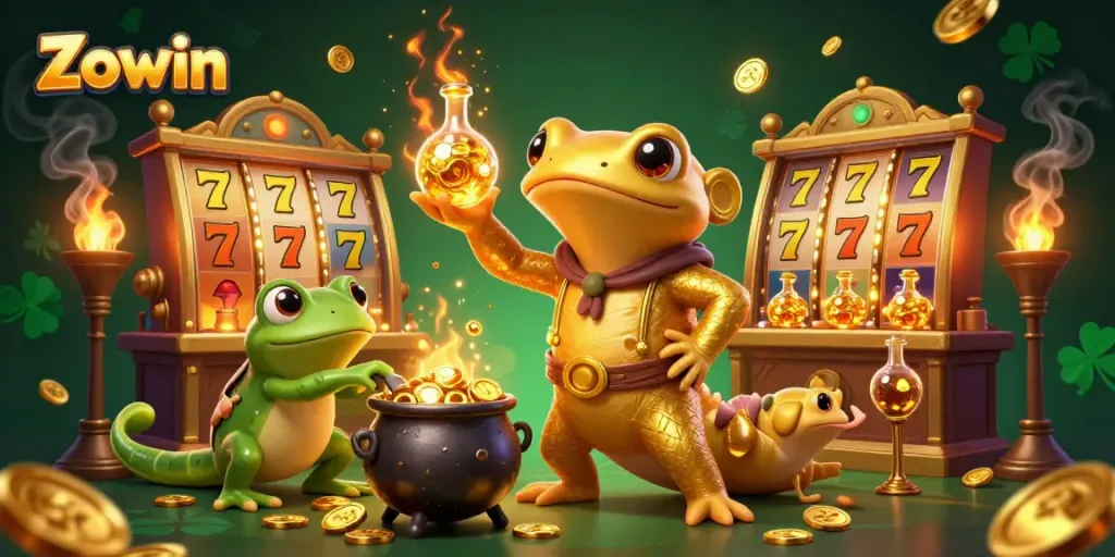 Zowin brings excitement with a golden salamander alchemist and dynamic slot reels overflowing with gold