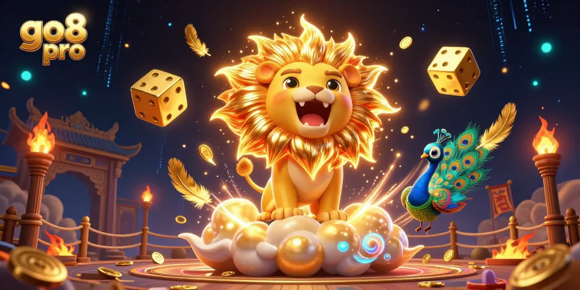 Experience exhilarating wins with go8 pro in this vibrant casino scene filled with fiery elements.