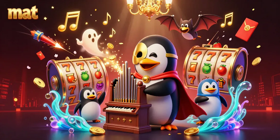 Experience thrilling slots action with mat's gaming elements, featuring vibrant 3D characters and exciting symbols.