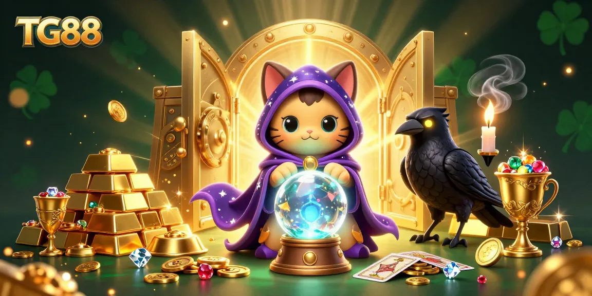 Experience thrilling gaming moments at TG88 with mystical creatures and an extravagant treasure scene.