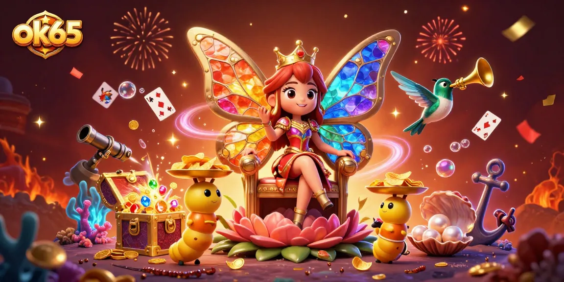 Engage in top-notch gaming with the vibrant ok65 butterfly queen and treasure.