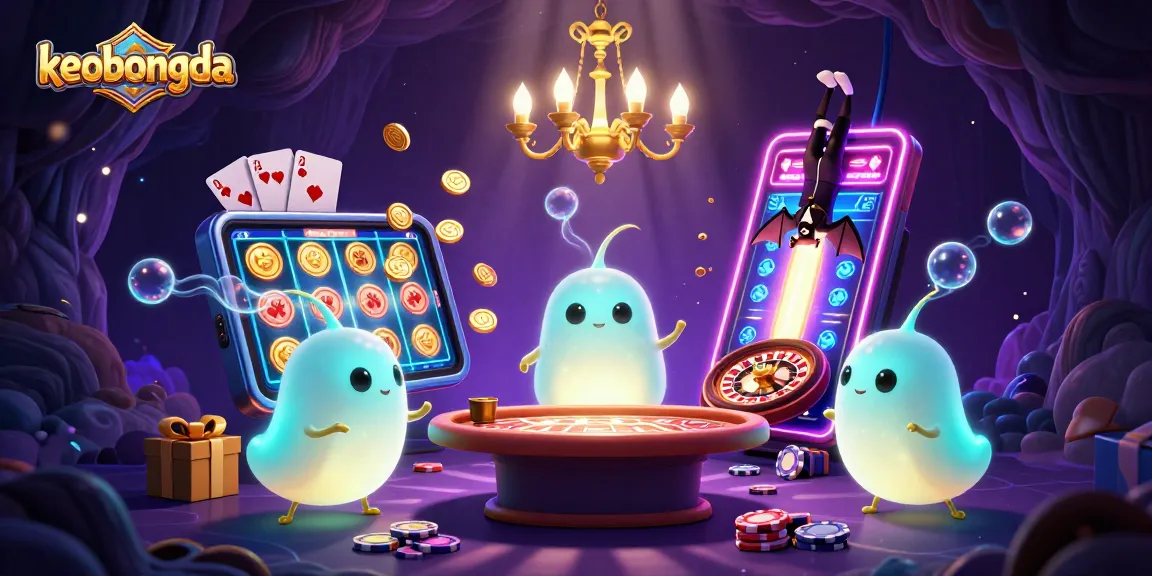 Engage with keobongda's vibrant cave casino illuminated by glowing glowworms and dynamic gaming elements.