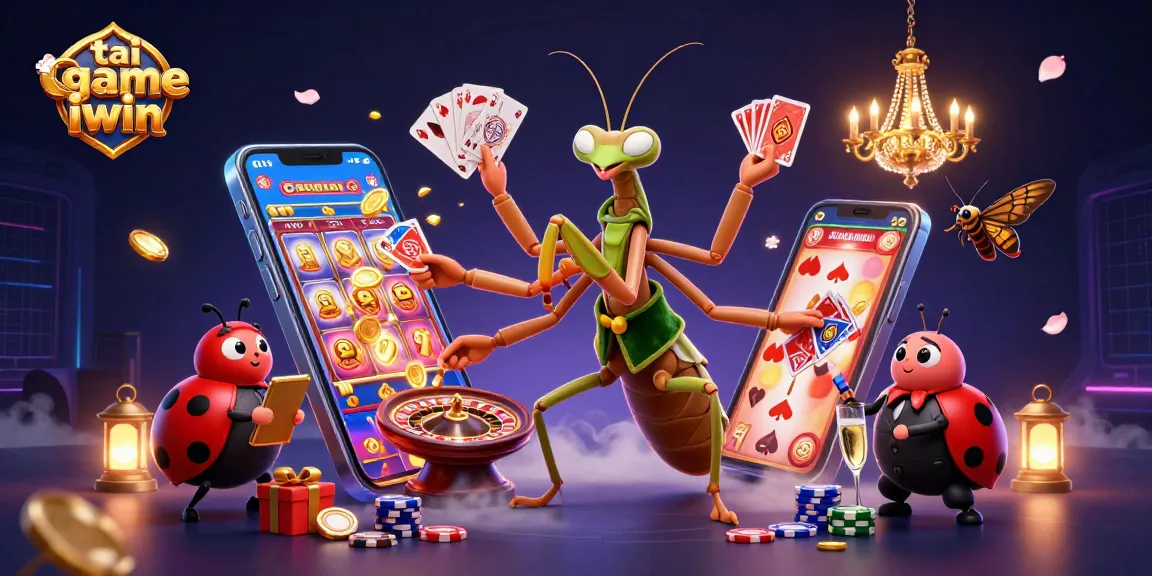Experience the excitement of tai game iwin with a vibrant casino illustration featuring lively characters and dynamic game elements.