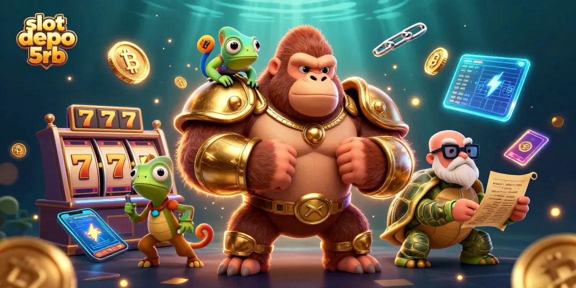 Experience excitement with slot depo 5rb in this vibrant 3D illustration showcasing thrilling slot elements.