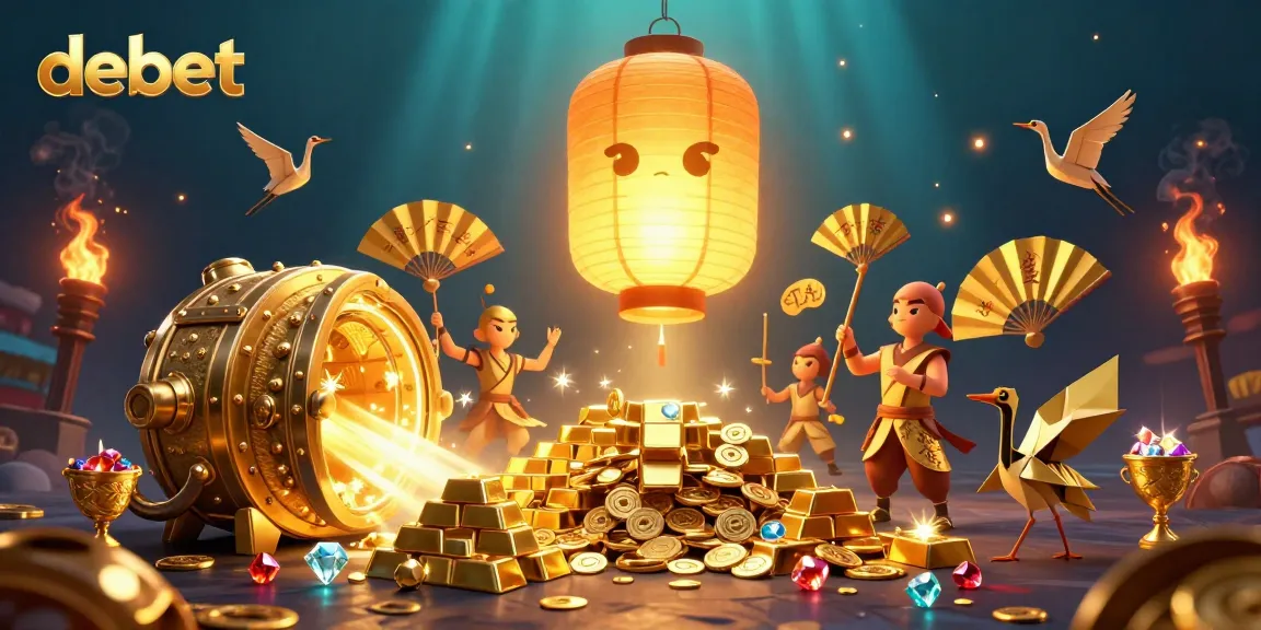 Join the debet game with vibrant golden elements and lucky symbols in an energetic casino scene.
