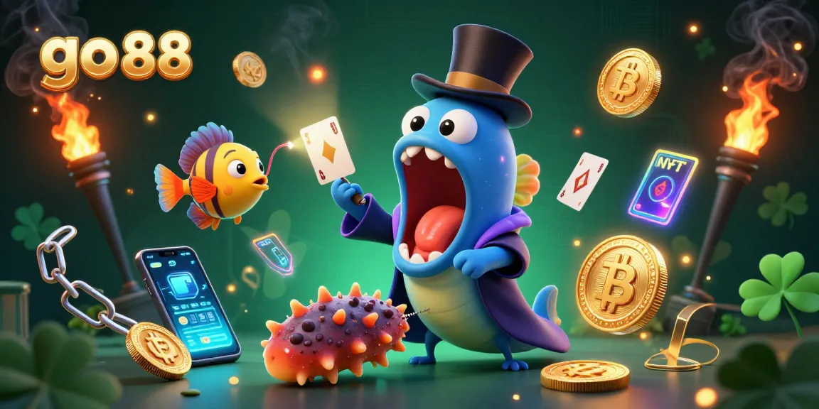 Go 88 dynamic casino scene with magical sea creatures performing tricks and showcasing crypto elements.