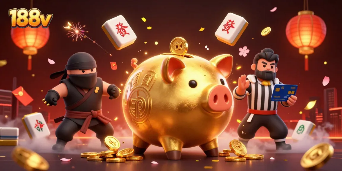 Experience the thrilling action at 188v with lively gaming characters and vibrant casino elements.