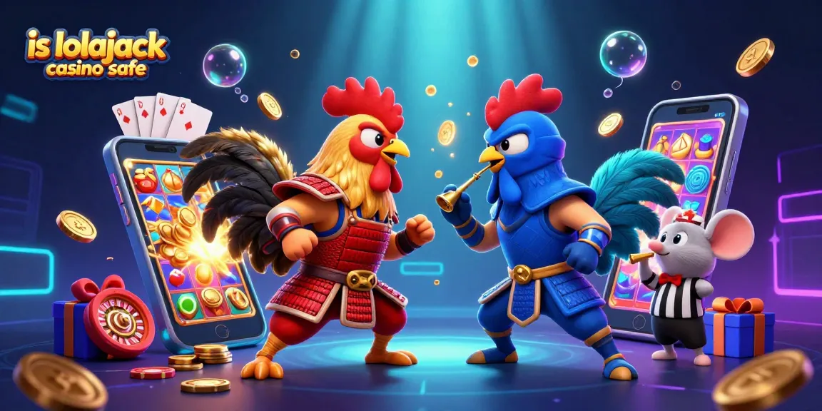 Check if lolajack casino safe with this vibrant and dynamic casino-themed illustration.