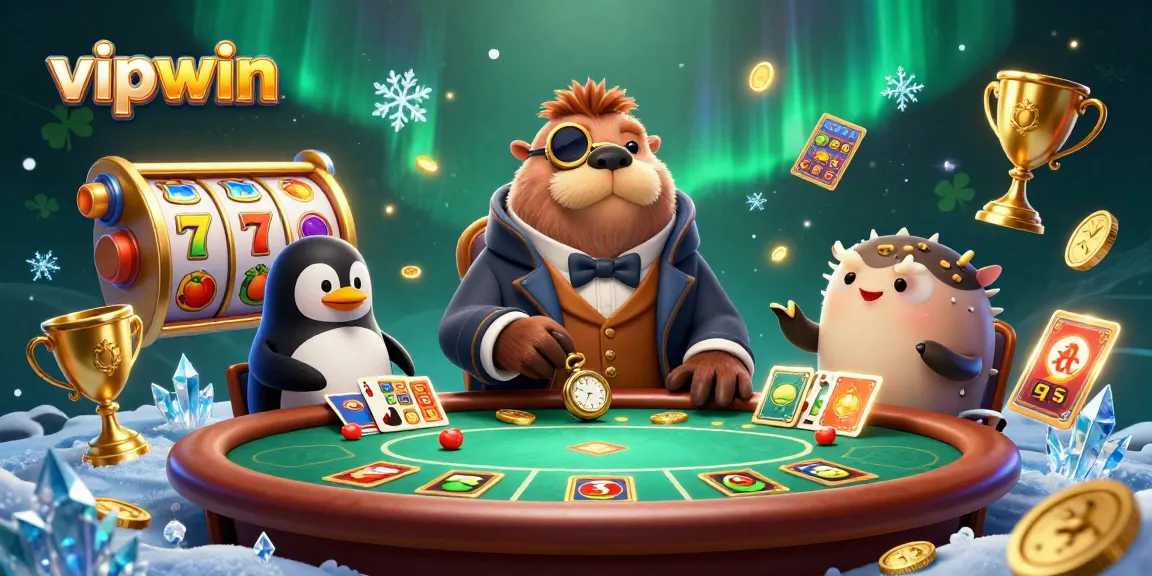 Join the fun at vipwin with a lively underwater casino scene featuring unique gambling characters.