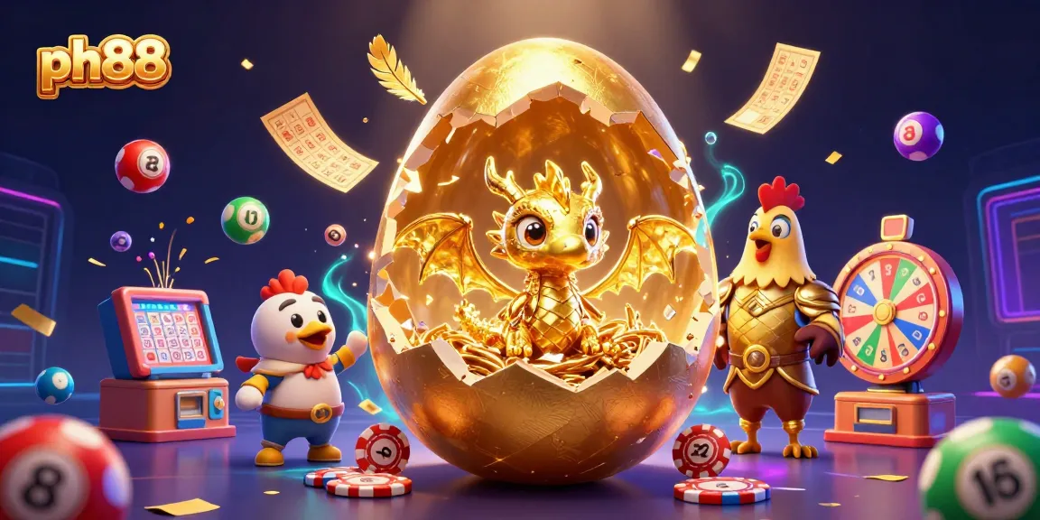 Experience ph88's thrilling gaming environment with a golden dragon and dynamic casino elements.