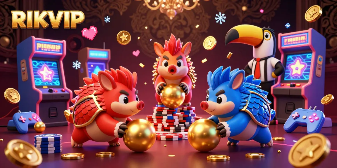 Play at RIKVIP and enjoy thrilling gameplay with pangolin characters and colorful gambling elements.