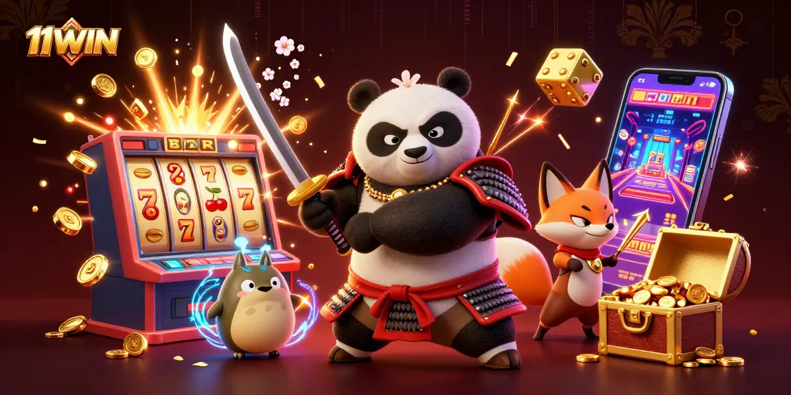 Engage in thrilling 11WIN gameplay with vibrant characters and dynamic slot elements.