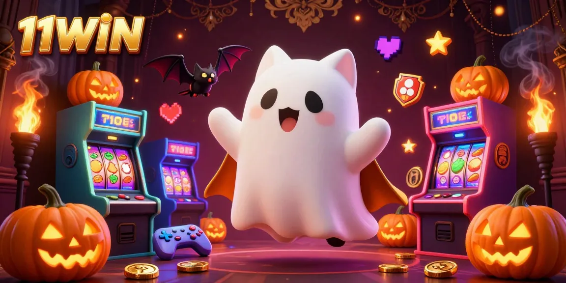 Experience 11WIN with engaging slots, glowing jackpots, and vibrant gaming elements in a lively illustration.