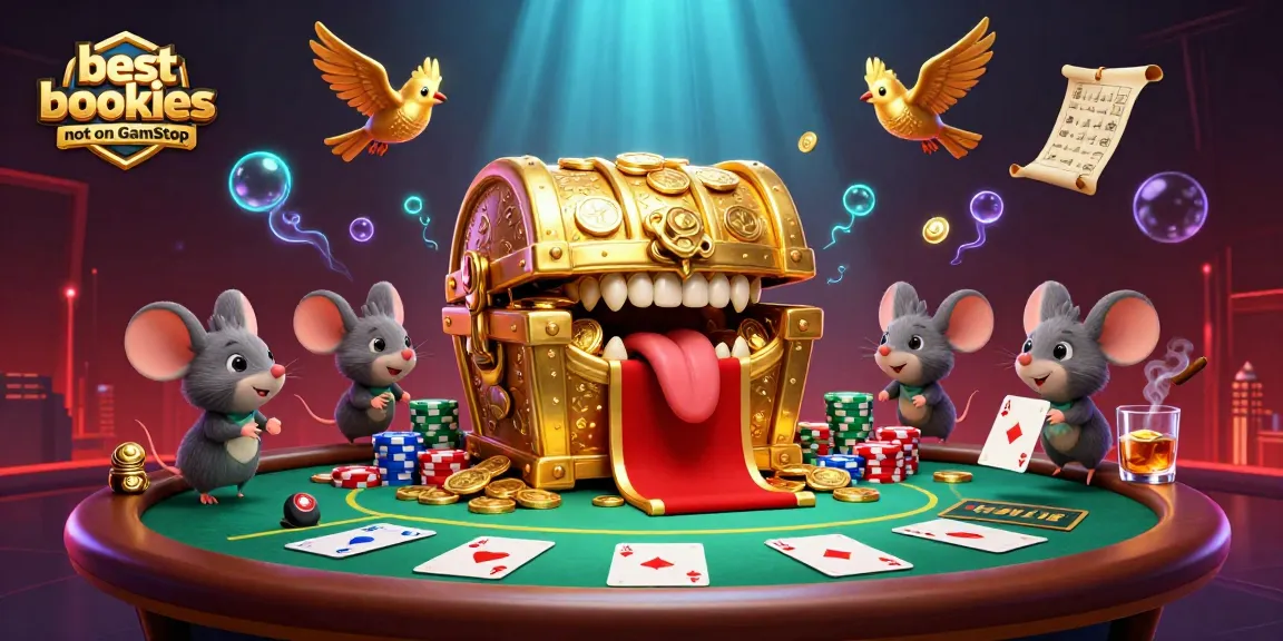 Engage with the best bookies not on GamStop at a vibrant gaming scene featuring poker and treasure.