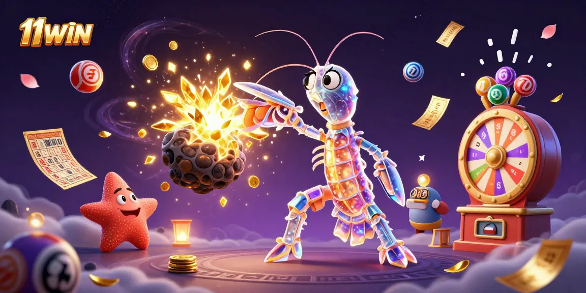 Experience thrilling gaming with 11WIN's galactic samurai amidst exploding treasures and vibrant lottery balls.